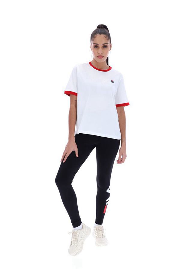 Fila Abriana Ringer Women's T-Shirts - White/Red,NZ 370-67981